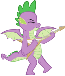 Size: 2791x3246 | Tagged: safe, alternate version, artist:red4567, spike, dragon, g4, electric guitar, eyes closed, guitar, guitarity, high res, male, musical instrument, older, older spike, rock (music), rocker, simple background, solo, teenage spike, teenaged dragon, teenager, transparent background, vector, winged spike, wings