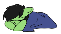 Size: 1664x937 | Tagged: safe, artist:neuro, oc, oc only, oc:filly anon, earth pony, pony, blanket, eyes closed, female, filly, simple background, sleeping, solo, transparent background