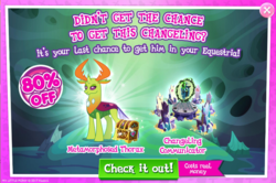 Size: 795x529 | Tagged: safe, gameloft, queen chrysalis, thorax, changedling, changeling, g4, advertisement, costs real money, king thorax
