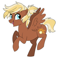 Size: 1024x1036 | Tagged: safe, artist:cascayd, oc, oc only, oc:solar ray, pegasus, pony, female, mare, offspring, parent:dumbbell, parent:lightning dust, parents:lightningbell, simple background, solo, white background