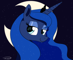 Size: 2810x2315 | Tagged: safe, artist:taurson, princess luna, pony, g4, crescent moon, female, high res, mare, moon, night, smiling, solo
