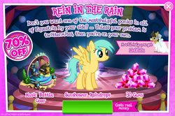 Size: 1520x1008 | Tagged: safe, gameloft, screencap, matilda, sunshower raindrops, pony, g4, advertisement, costs real money, female, introduction card, solo