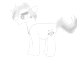Size: 1024x768 | Tagged: safe, artist:deathnotebrony, pony, angry, belly fluff, big eyebrows, bushy brows, chubby, eyebrows, full body, jewelry, male, monochrome, morrissey, necklace, ponified, sideburns, sketch, solo, stallion