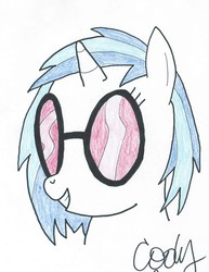 Size: 2053x2657 | Tagged: safe, artist:dachosta, dj pon-3, vinyl scratch, g4, colored pencil drawing, female, head shot, high res, sunglasses, traditional art