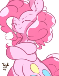 Size: 700x900 | Tagged: safe, artist:tohupo, pinkie pie, earth pony, pony, g4, crossed hooves, eyes closed, female, mare, simple background, solo, white background