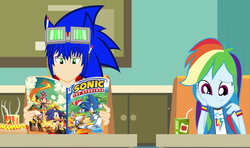 Size: 2612x1542 | Tagged: safe, artist:trungtranhaitrung, idw, rainbow dash, equestria girls, g4, blaze the cat, chili dog, chilli, classroom, comic, crossover, equestria girls-ified, food, goggles, hot dog, juice, juice box, male, meat, sausage, sonic the hedgehog, sonic the hedgehog (series), tangle the lemur