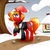 Size: 1280x1280 | Tagged: safe, artist:klngkumquat, oc, oc only, oc:dusty sprinkles, pony, vampony, christmas, clothes, hat, holiday, house, santa hat, snow, solo, sweater, tree, tree branch, winter