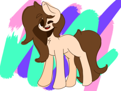 Size: 2048x1536 | Tagged: safe, artist:shibewad, oc, oc only, oc:juice, earth pony, pony, male, one eye closed, simple background, smiling, solo, wink