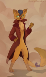 Size: 816x1361 | Tagged: safe, artist:double-0-doodles, capper dapperpaws, abyssinian, cat, anthro, g4, my little pony: the movie, chest fluff, clothes, coat, male, paws, sexy, solo, stupid sexy capper