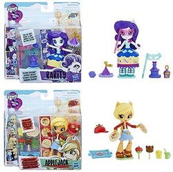 Size: 473x472 | Tagged: safe, artist:ritalux, applejack, rarity, equestria girls, equestria girls series, g4, official, rollercoaster of friendship, amusement park, caramel apple (food), carousel, carousel dress, doll, equestria girls logo, equestria girls minis, female, food, irl, me my selfie and i, merchandise, photo, pizza, toy