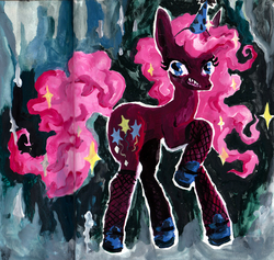 Size: 2971x2813 | Tagged: safe, artist:ivyatoms, pinkie pie, earth pony, pony, g4, female, high res, nightmare pinkie, nightmarified, solo, stylized, xk-class end-of-the-world scenario