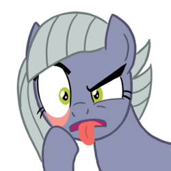 Size: 900x900 | Tagged: safe, artist:sazanamibd, limestone pie, earth pony, pony, g4, akanbe, female, looking at you, mare, simple background, solo, tongue out, transparent background
