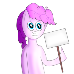 Size: 1000x1000 | Tagged: safe, artist:twilight-schwifty-edits, artist:wonderschwifty, pinkie pie, earth pony, pony, g4, bipedal, female, frown, hoof hold, mare, meme, pinkies sign meme, raised arm, raised hoof, sign, simple background, solo, standing, template, transparent background