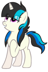 Size: 608x912 | Tagged: safe, artist:crystalponyart7669, oc, oc only, oc:onyx cord, pony, unicorn, female, magical lesbian spawn, mare, offspring, parent:octavia melody, parent:vinyl scratch, parents:scratchtavia, simple background, solo, transparent background