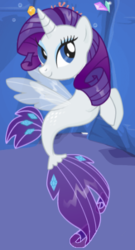 Size: 254x469 | Tagged: safe, artist:user15432, rarity, alicorn, seapony (g4), unicorn, g4, my little pony: the movie, alicornified, blue eyes, coral, dorsal fin, enjoy dressup, eyelashes, eyeshadow, female, fin, fin wings, fins, fish tail, flowing mane, flowing tail, glowing, horn, makeup, mare, ocean, race swap, raricorn, scales, sea ponies, seaponified, seapony rarity, seaquestria, solo, species swap, swimming, tail, underwater, water, wings