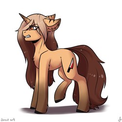 Size: 1080x1080 | Tagged: safe, artist:serodart, oc, oc only, pony, unicorn, angry, ear fluff, solo