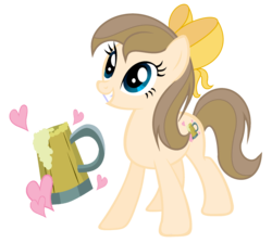 Size: 2244x2008 | Tagged: dead source, safe, artist:galaxynightyt, oc, oc only, oc:sweet cider, earth pony, pony, bow, cutie mark, female, hair bow, heart, high res, mare, offspring, parent:applejack, parent:caramel, parents:carajack, simple background, solo, transparent background