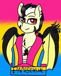 Size: 480x591 | Tagged: safe, artist:kellysans, oc, oc:theuz bee, oc:theuzbee, male, pansexual, pansexual pride flag, pride