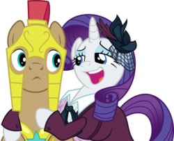 Size: 5000x4067 | Tagged: safe, artist:dashiesparkle, noble crest, rarity, pony, unicorn, g4, rarity investigates, season 5, .svg available, absurd resolution, clothes, detective rarity, dress, female, male, royal guard, simple background, transparent background, vector