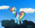 Size: 2261x1800 | Tagged: safe, artist:wildviolet-m, rainbow dash, pegasus, pony, g4, butt, cloud, cutie mark, dark cloud, female, frown, looking at you, looking back, looking back at you, plot, rainbutt dash, sad, solo