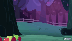 Size: 640x360 | Tagged: safe, screencap, trixie, pony, unicorn, g4, season 7, uncommon bond, animated, apple, circling stars, dizzy, female, food, gif, gifs.com, horn, horn guard, horn impalement, silly, silly pony, solo, tree