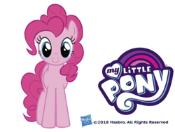 Size: 600x450 | Tagged: safe, pinkie pie, earth pony, pony, g4, official, cute, diapinkes, female, looking at you, my little pony logo, simple background, solo, transparent background