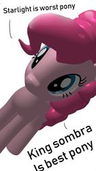 Size: 480x854 | Tagged: safe, pinkie pie, g4, 1000 years in photoshop, abuse, downvote bait, drama, glimmerbuse, implied king sombra, implied starlight glimmer, mouthpiece, op is a duck, op is trying to start shit, starlight drama, worst pony