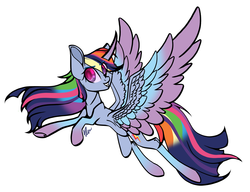 Size: 2366x1813 | Tagged: safe, artist:donnie-moon, rainbow dash, twilight sparkle, alicorn, pony, g4, female, fusion, looking at you, mare, simple background, solo, twilight sparkle (alicorn), white background