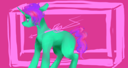 Size: 1500x800 | Tagged: safe, artist:fizzlesoda2000, oc, oc only, pony, unicorn, abstract background, blank flank, sad, solo