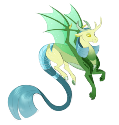 Size: 800x841 | Tagged: safe, artist:vindhov, oc, oc only, hybrid, original species, adoptable, digital art, fangs, horns, hybrid wings, interspecies offspring, magical gay spawn, next generation, offspring, parent:discord, parent:thorax, parents:discorax, simple background, solo, transparent background, transparent wings