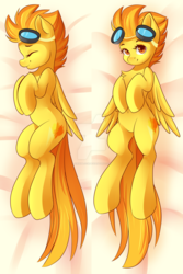 Size: 1024x1536 | Tagged: safe, artist:airiniblock, spitfire, pegasus, pony, rcf community, g4, body pillow, body pillow design, commission, cute, cutefire, deviantart watermark, featureless crotch, female, mare, obtrusive watermark, sexy, smiling, solo, stupid sexy spitfire, watermark