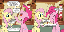 Size: 1600x800 | Tagged: safe, artist:blackgryph0n, artist:loceri, artist:thelastgherkin, fluttershy, pinkie pie, earth pony, pegasus, pony, ask pun, g4, bad pun, bowl, comic, duo, elements of harmony, facehoof, female, l mints of harmony, mare, mint, mints, pun, sitting, slice of life, tumblr, visual pun