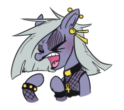 Size: 442x392 | Tagged: safe, artist:dsp2003, artist:jargon scott, color edit, edit, limestone pie, earth pony, pony, g4, colored, eyes closed, female, goth, mare, messy mane, open mouth, piercing, screaming, simple background, transparent background