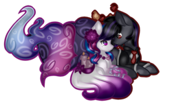 Size: 1024x651 | Tagged: safe, artist:absolitedisaster08, oc, oc only, earth pony, original species, pony, scented pony, clothes, female, flower, flower in hair, male, necktie, oc x oc, prone, shipping, simple background, straight, transparent background