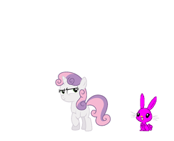 Size: 829x672 | Tagged: safe, artist:theinflater19, sweetie belle, oc, oc:rosie bunny, series:sweetie balloon, g4