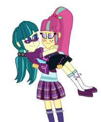 Size: 1800x2164 | Tagged: safe, artist:bigpurplemuppet99, juniper montage, sour sweet, equestria girls, g4, bridal carry, crack shipping, female, lesbian, ship:junipersweet, shipping, simple background, transparent background