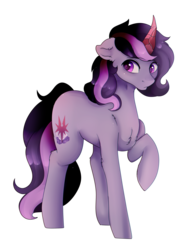 Size: 2197x2845 | Tagged: safe, artist:kao-chou, oc, oc only, oc:hollow dusk, pony, unicorn, chest fluff, cutie mark, high res, horn, male, raised hoof, simple background, solo, sombra horn, stallion, transparent background