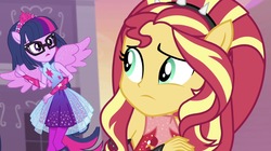 Size: 2048x1143 | Tagged: safe, editor:php77, sci-twi, sunset shimmer, twilight sparkle, equestria girls, equestria girls specials, g4, my little pony equestria girls: better together, my little pony equestria girls: forgotten friendship