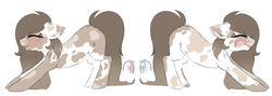 Size: 2250x800 | Tagged: safe, artist:adostume, oc, oc only, earth pony, pony, coat markings, dappled, ear fluff, ears back, eyes closed, smiling, solo, spots, stretching