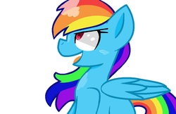 Size: 845x546 | Tagged: safe, artist:ponyunknown27, rainbow dash, pegasus, pony, g4, female, looking up, mare, open mouth, profile, sitting, solo