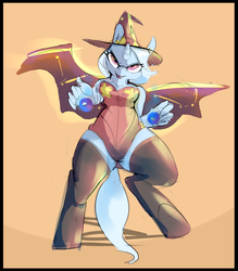 Size: 1400x1600 | Tagged: safe, artist:mtcerber, trixie, anthro, unguligrade anthro, g4, clothes, costume, female, socks, solo, thigh highs