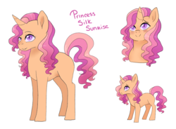 Size: 1024x755 | Tagged: safe, artist:kittii-kat, oc, oc only, oc:silk sunrise, pony, unicorn, female, mare, offspring, parent:princess cadance, parent:sunburst, parents:sundence, simple background, solo, white background