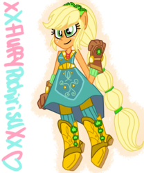 Size: 1024x1229 | Tagged: safe, artist:xxfluffypachirisuxx, applejack, equestria girls, g4, my little pony equestria girls: legend of everfree, boots, clothes, crystal guardian, dress, female, geode of super strength, high heel boots, ponied up, shoes, simple background, solo, transparent background