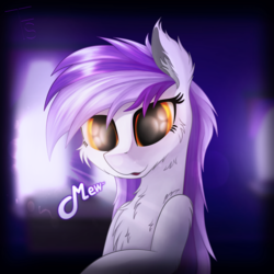 Size: 2400x2400 | Tagged: safe, artist:thefunnysmile, oc, oc only, oc:mewio, pony, bust, chest fluff, fluffy, high res, lens flare, looking at you, portrait, solo