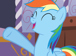 Size: 1428x1044 | Tagged: safe, screencap, rainbow dash, pony, g4, ponyville confidential, cropped, eyes closed, female, solo