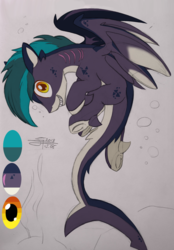 Size: 1684x2413 | Tagged: safe, artist:airfly-pony, oc, oc only, oc:shark bite, original species, rcf community, elepatrium, elepatrium universe, ember eyes, kalharia, kalharia's wings, kalharias is not shark pony, looking at you, reference sheet, shark tail, shark teeth, smiling, solo, universe elepatrium, wings, yellow eyes