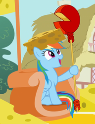 Size: 716x932 | Tagged: safe, screencap, rainbow dash, pony, g4, pinkie pride, cheese, cheese hat, cheese scepter, cheesehead, cropped, female, food, happy, hat, scepter, solo