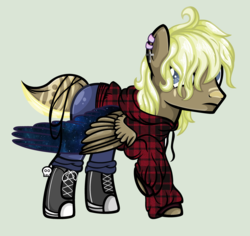 Size: 3552x3360 | Tagged: safe, artist:xxreddevil12xx, oc, oc only, oc:tate langdon, pegasus, pony, clothes, converse, deer tail, high res, jacket, male, shoes, simple background, solo, stallion, two toned wings