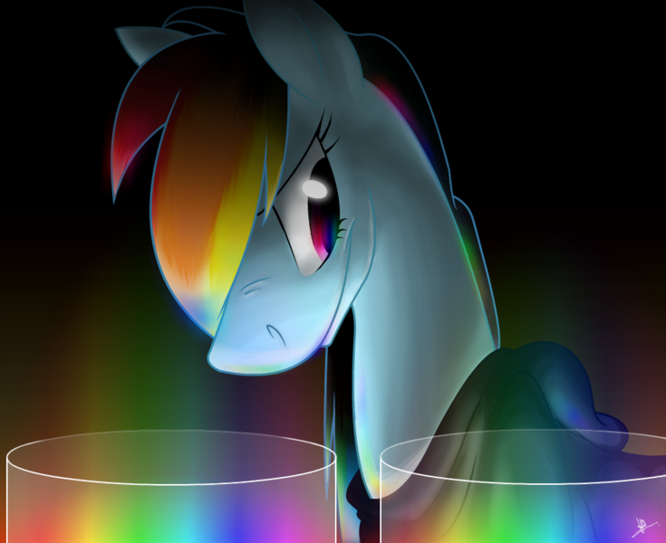 Artist Longmuzzlepony Black Background Cloak Clothes Fanfic Rainbow Factory Female Mare Pegasus Pony Rainbow Dash Rainbow Factory Dash Safe Simple Background Smiling Smirk Solo Spectra Derpibooru