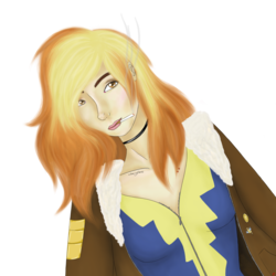 Size: 2830x2830 | Tagged: safe, spitfire, human, g4, alternate hairstyle, bomber jacket, clothes, female, high res, humanized, jacket, simple background, smoking, solo, transparent background, uniform, wonderbolts uniform